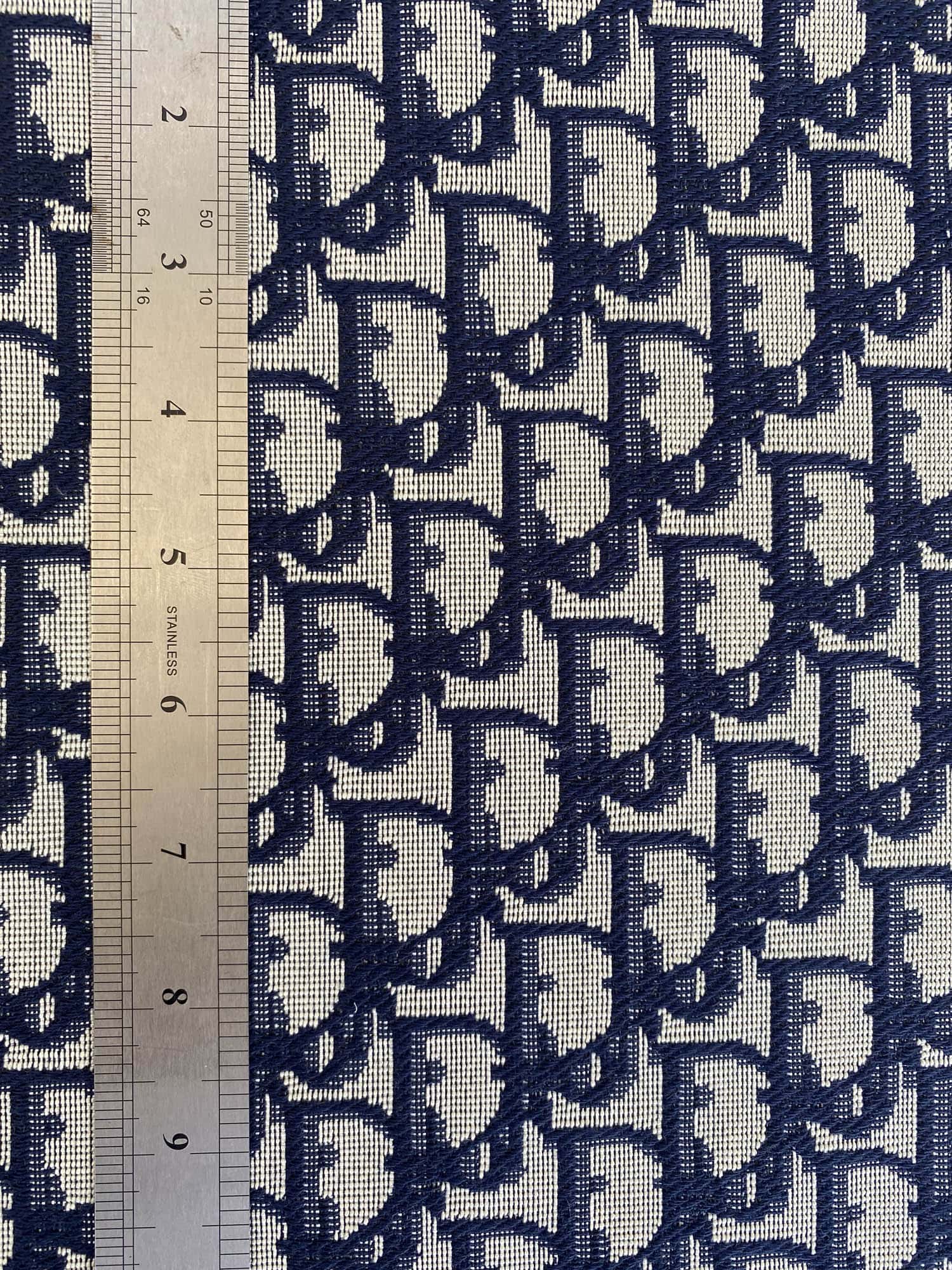 Christian Dior Jacquard Fabric NAVY Designer Canvas Fabric Dior