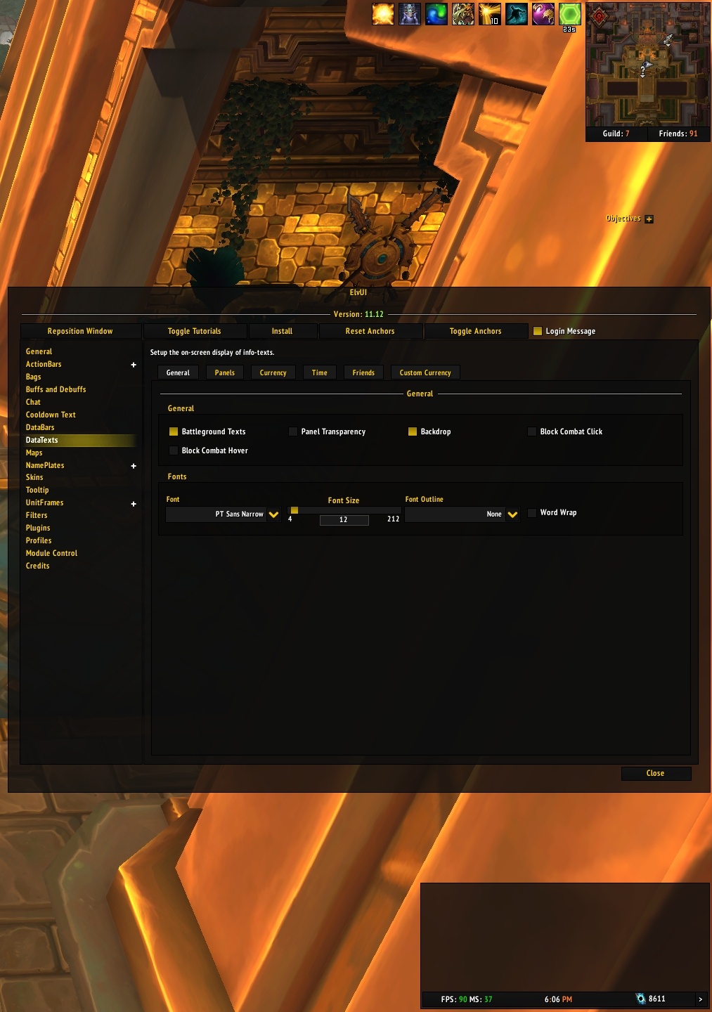 Elvui text size