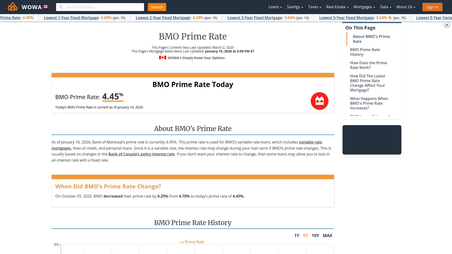BMO Prime Rate August 2024 WOWA.ca