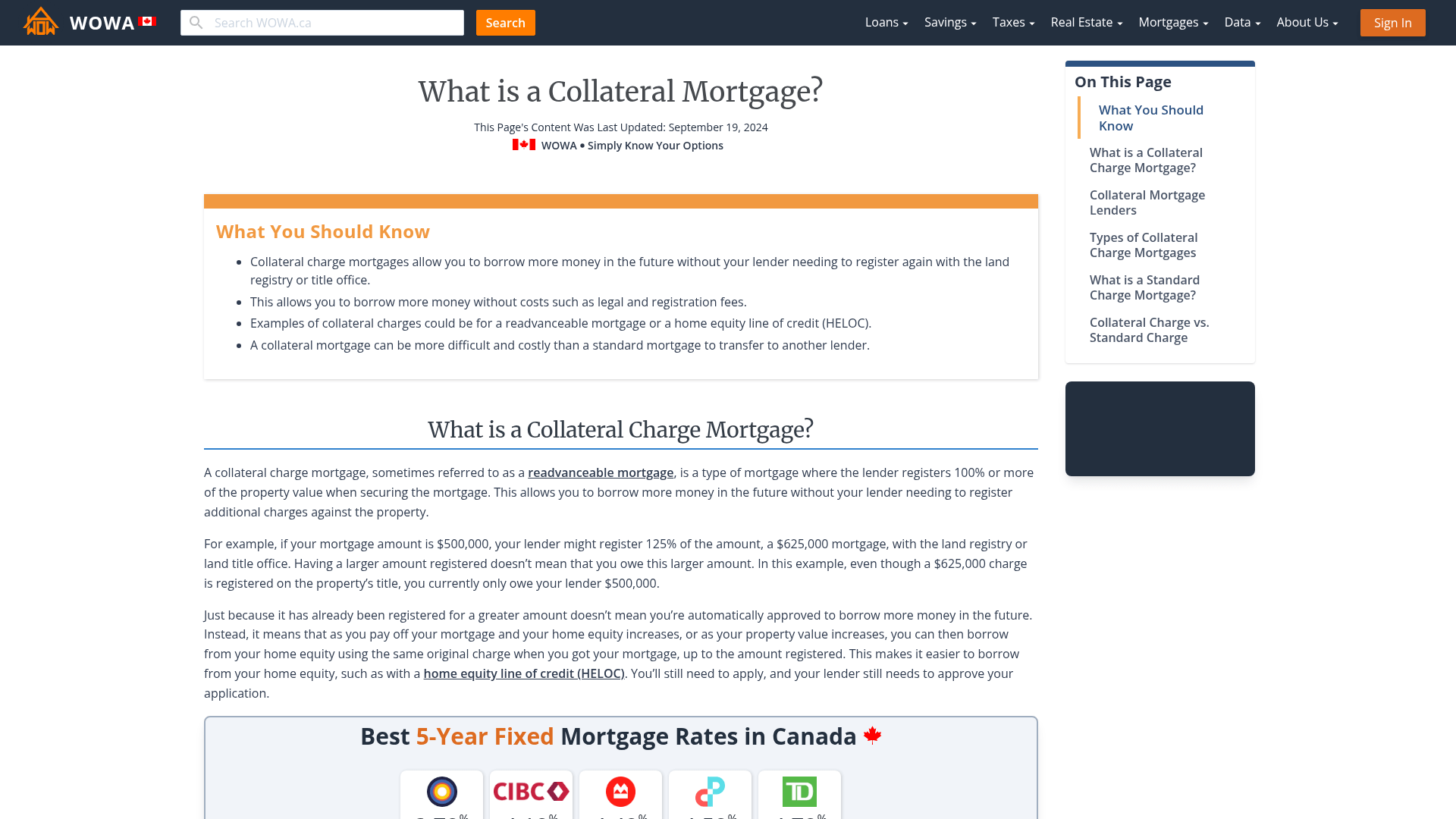 What is a Collateral Mortgage? WOWA.ca