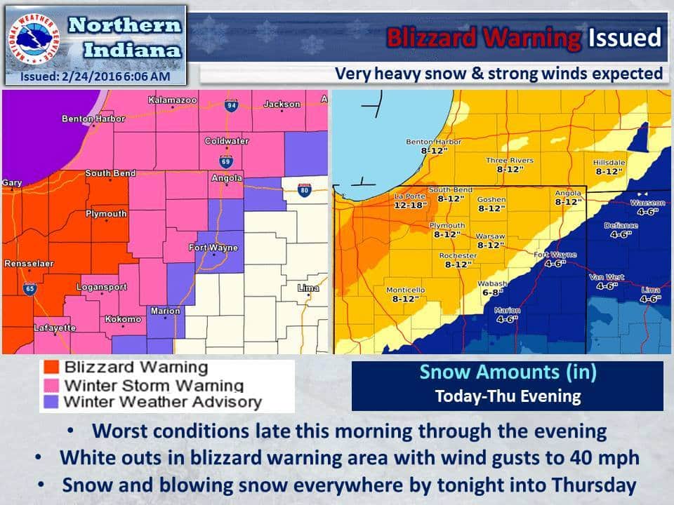 Winter Storm Warning, Winter Weather Advisory issued for most of