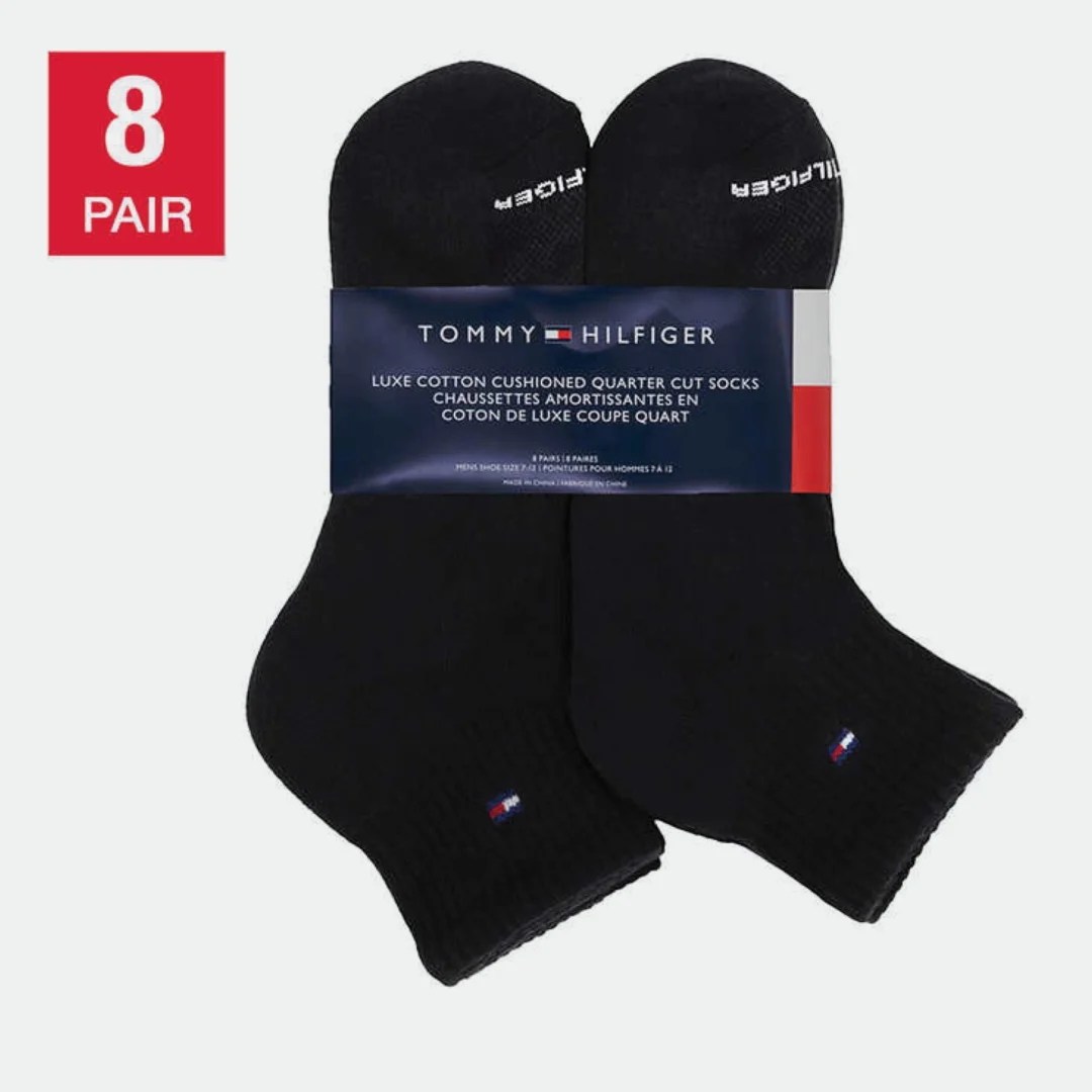 TOMMY HILFIGER MEN'S QUARTER CUT SOCKS 8 PAIRS WOWSOUQ