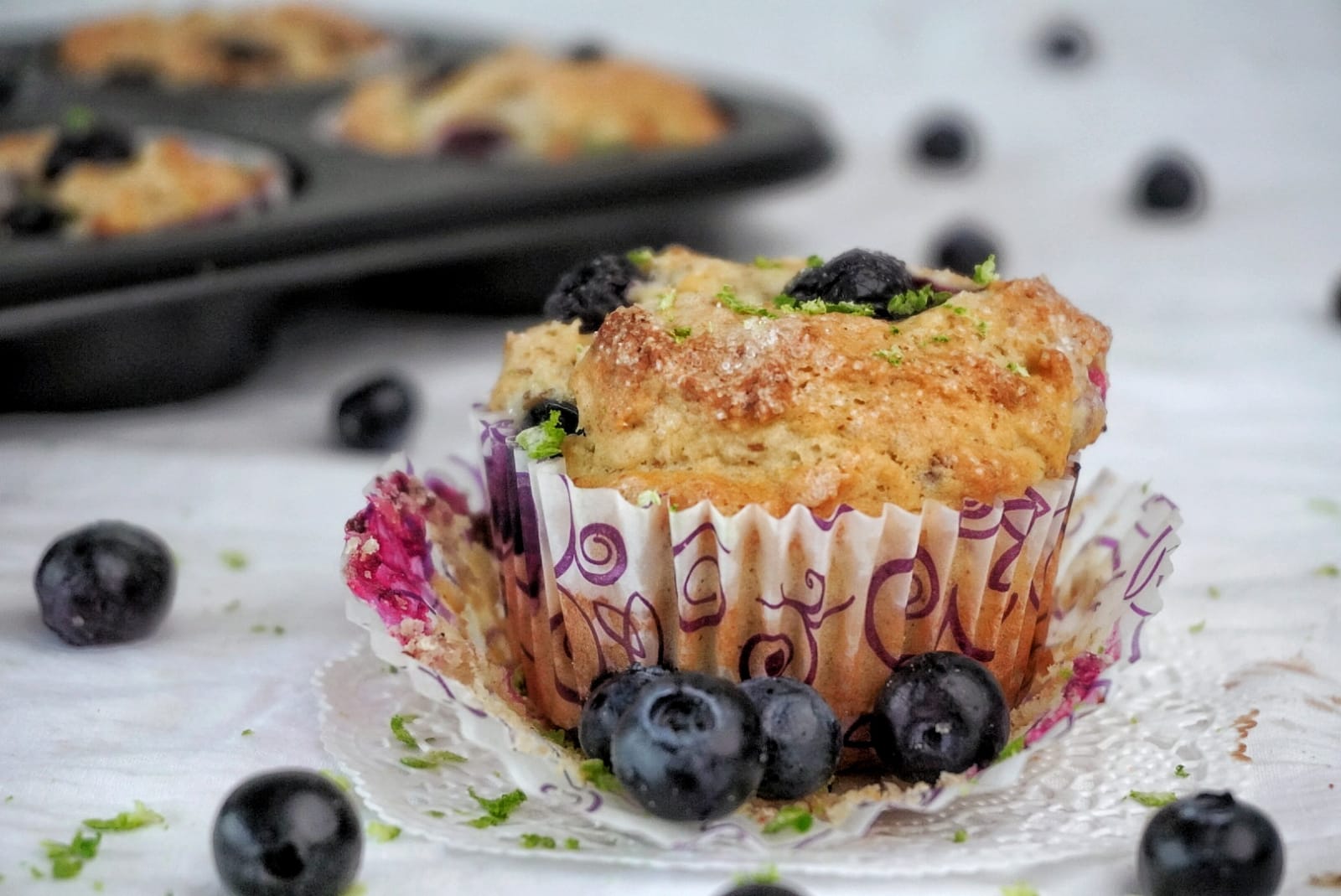 Soft & Moist Eggless Blueberry Muffins