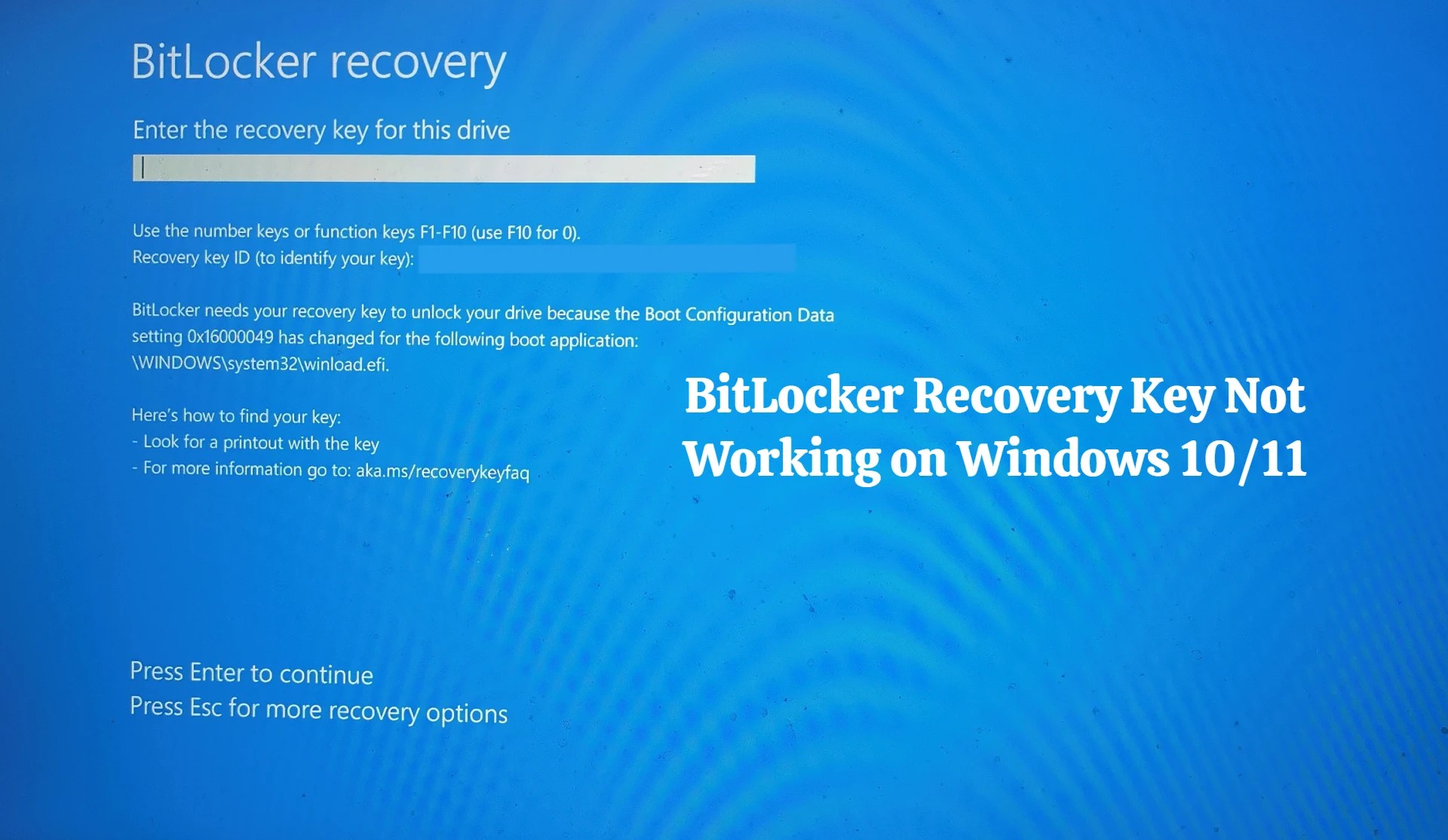 BitLocker Recovery Key Not Working on Windows 10