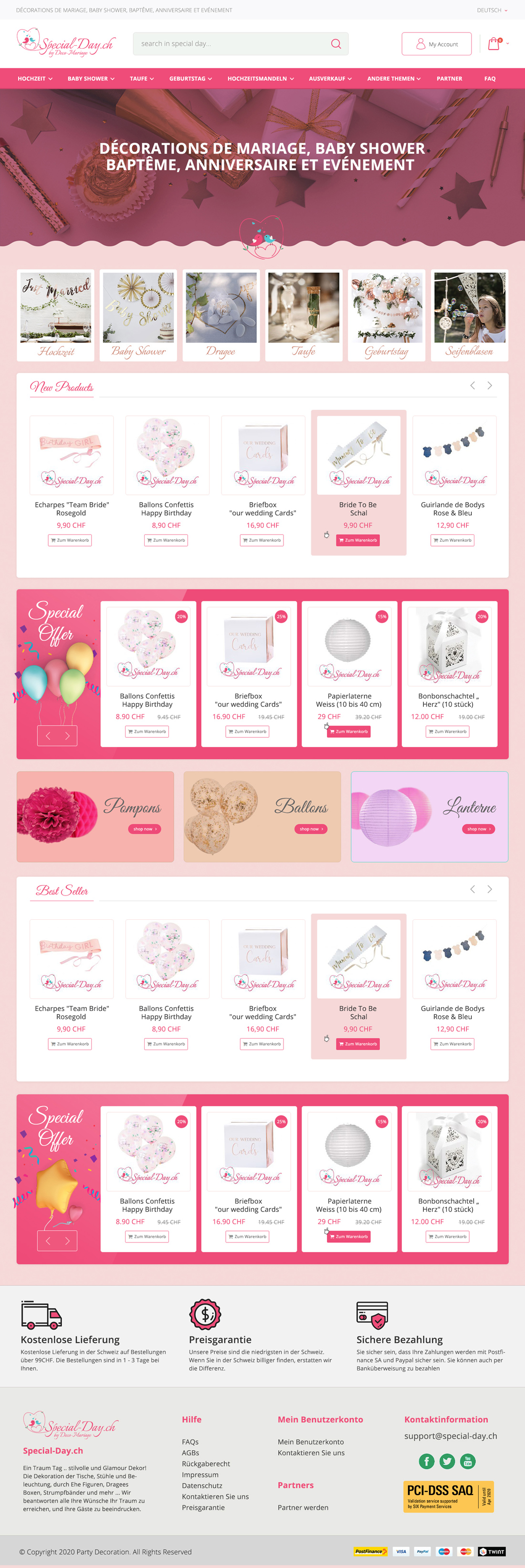 Party Decoration Online Shop WordPress Cube