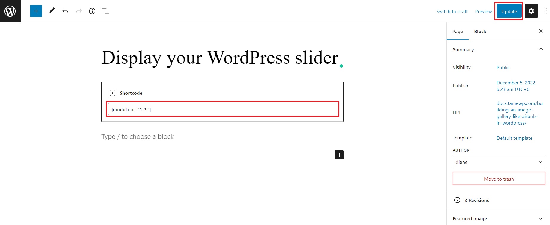 How to add captions under photos in a WordPress slider
