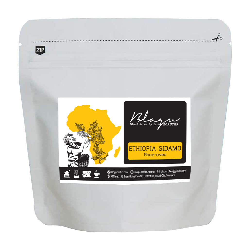 Cà phê Blagu hạt đã rang, Ethiopia Sidamo Mamo Kacha, light medium