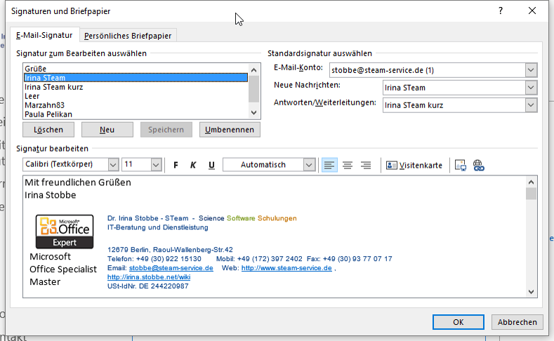 Signatur_Erstellen STeam ITTraining und Beratung