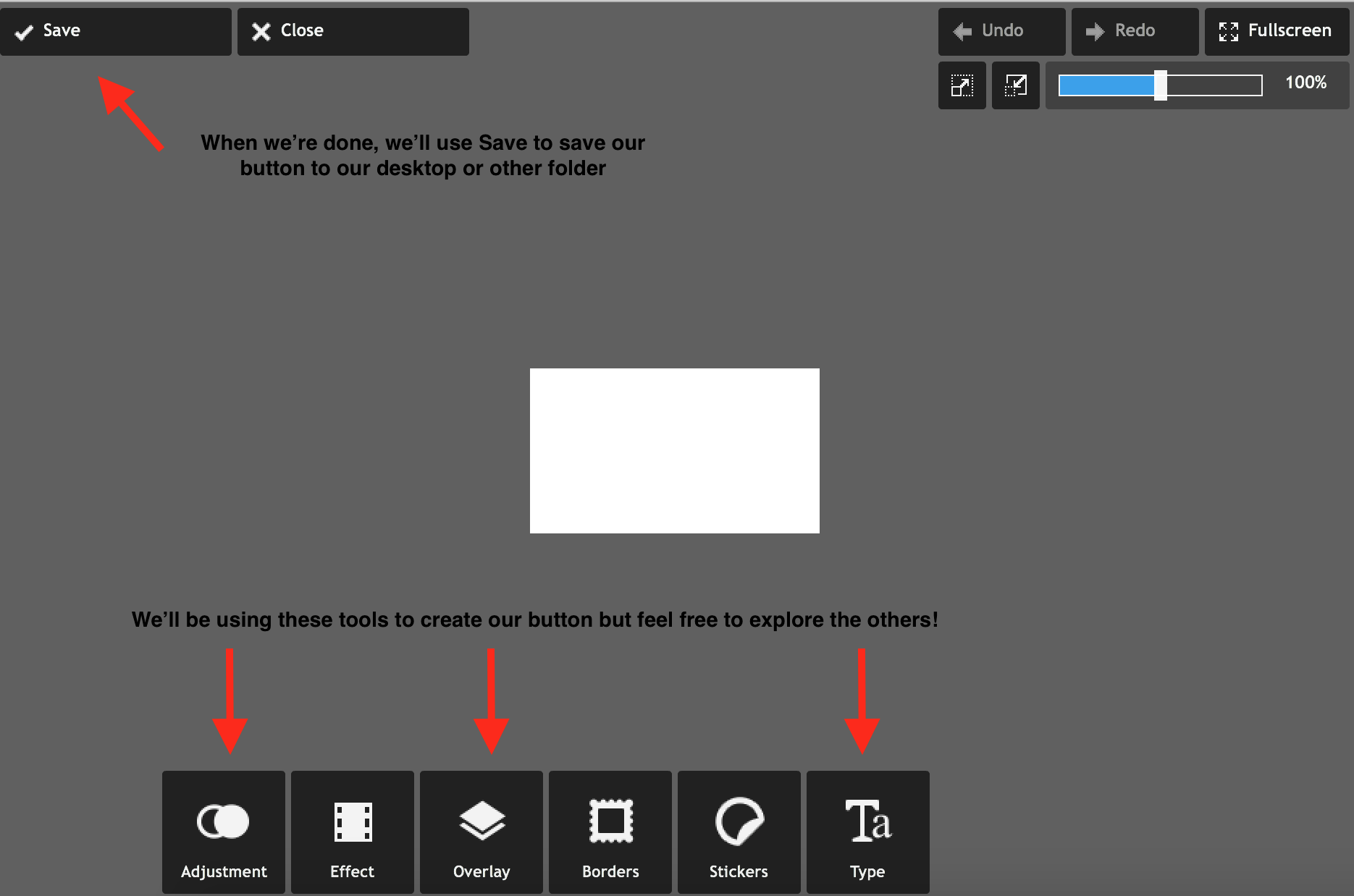 How to create Canvas buttons using PIXLR WPI ATCTTL