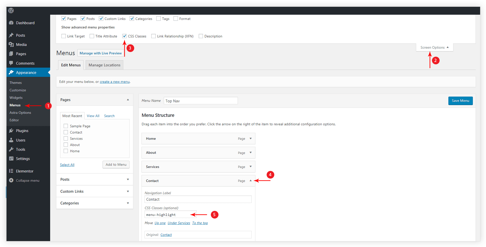 How to Highlight a Certain Menu Item?
