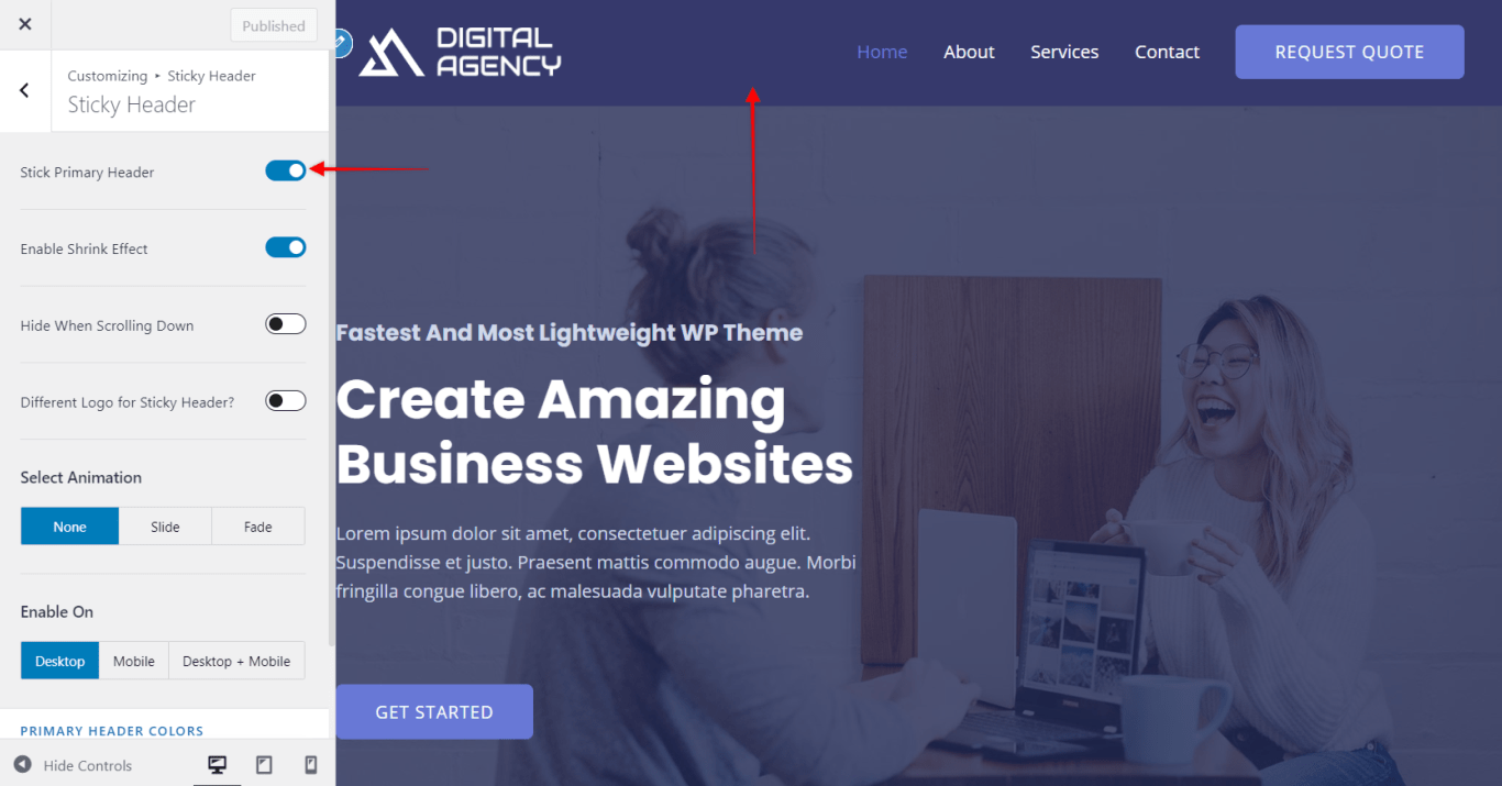 How to Add a Sticky Header or Onscroll Fixed Header with Astra?
