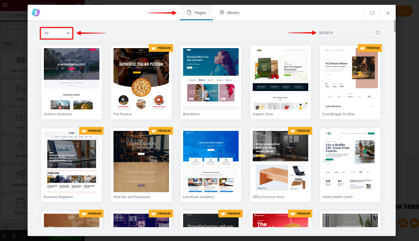 Starter Templates Elementor Popup