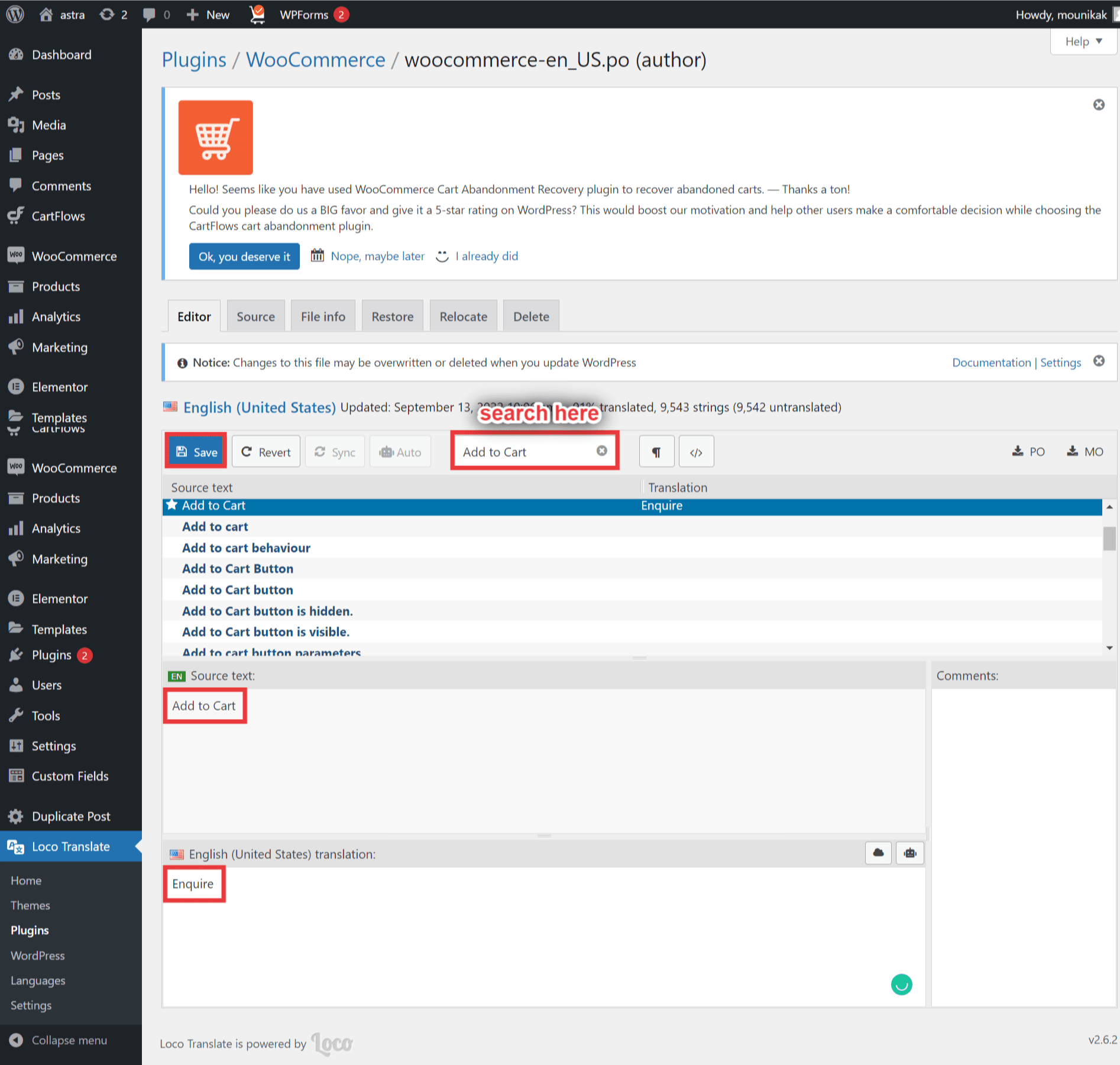 How to Change "Add to Cart" button text?