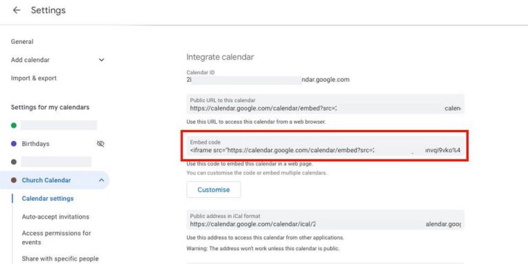 eventbrite calendar embed How to build a stunning church website using FREE tools