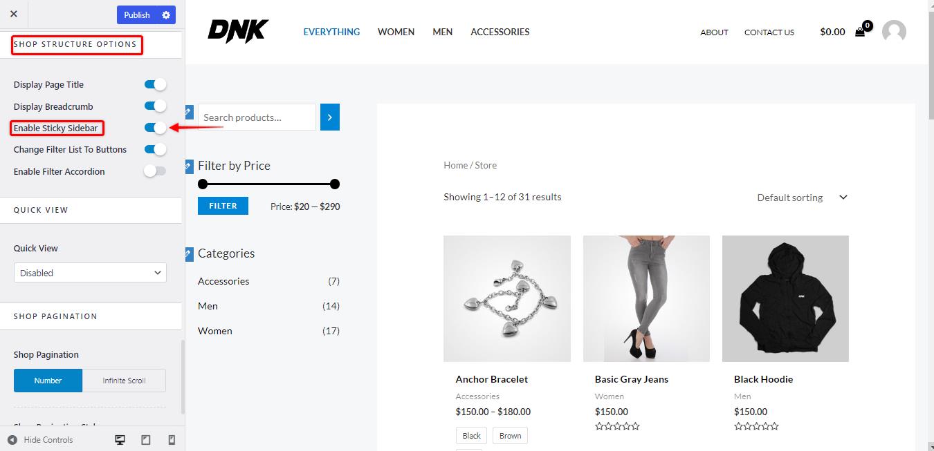 How to Create a Sticky Sidebar for Your Shop Page