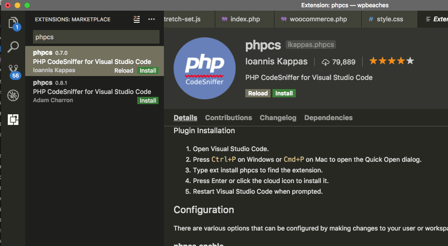Set up WordPress Code Standards phpcs on VS Code on macOS