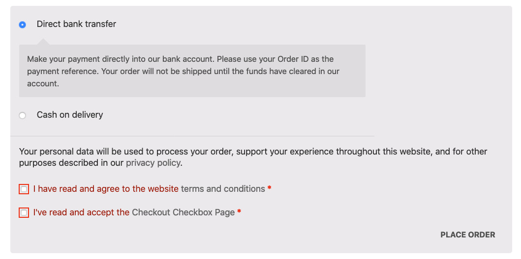 Add a required checkbox field in checkout page WP Beaches
