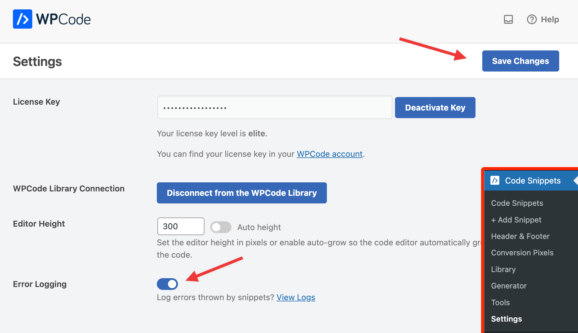 Using Snippet Error Logging WPCode