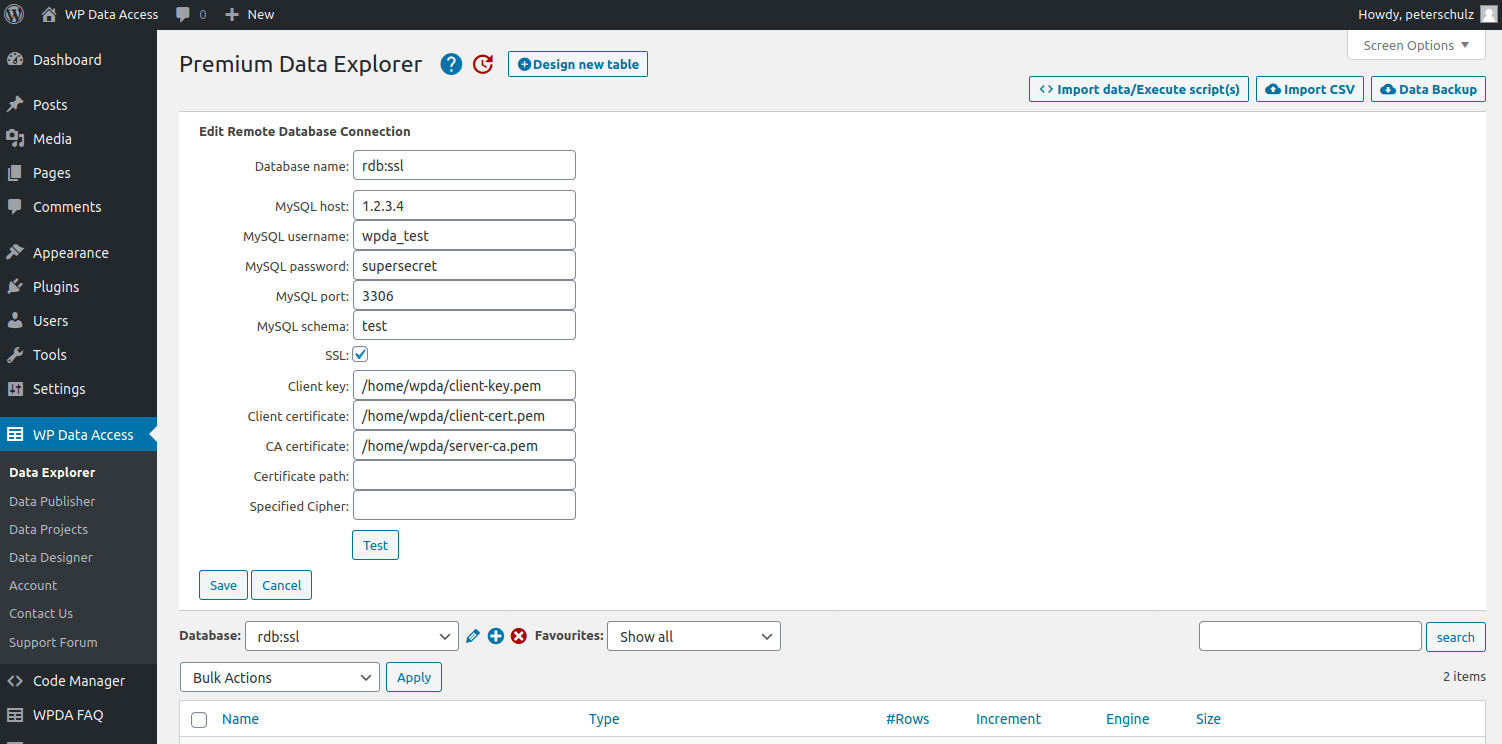 MySQL MariaDB WP Data Access