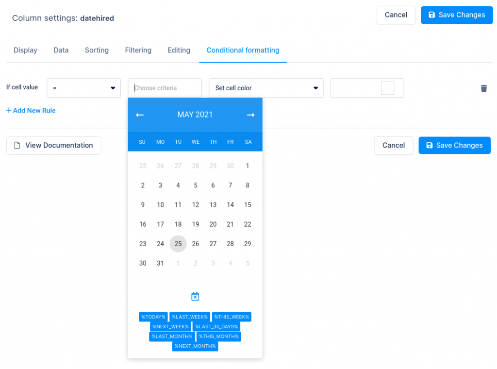 Conditional formatting in WordPress tables wpDataTables