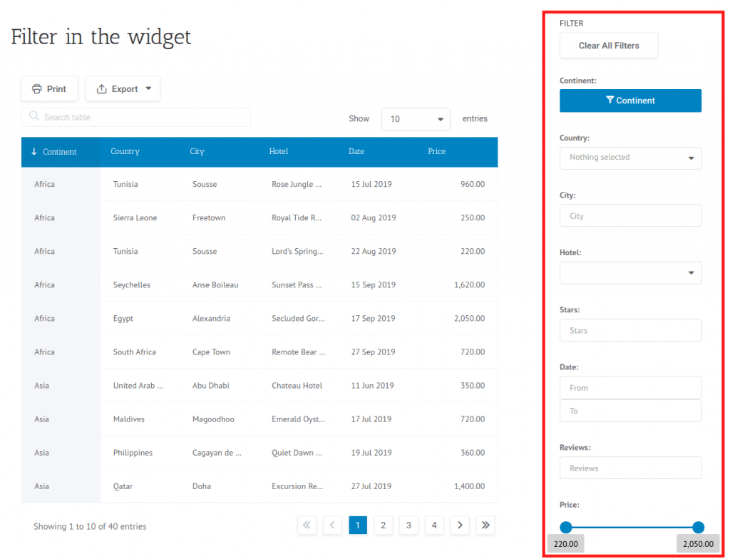 Advanced filtering wpDataTables Tables and Charts WordPress Plugin