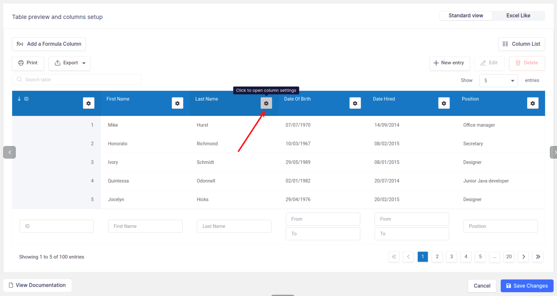 How to show and hide columns in WordPress Tables with wpDataTables plugin