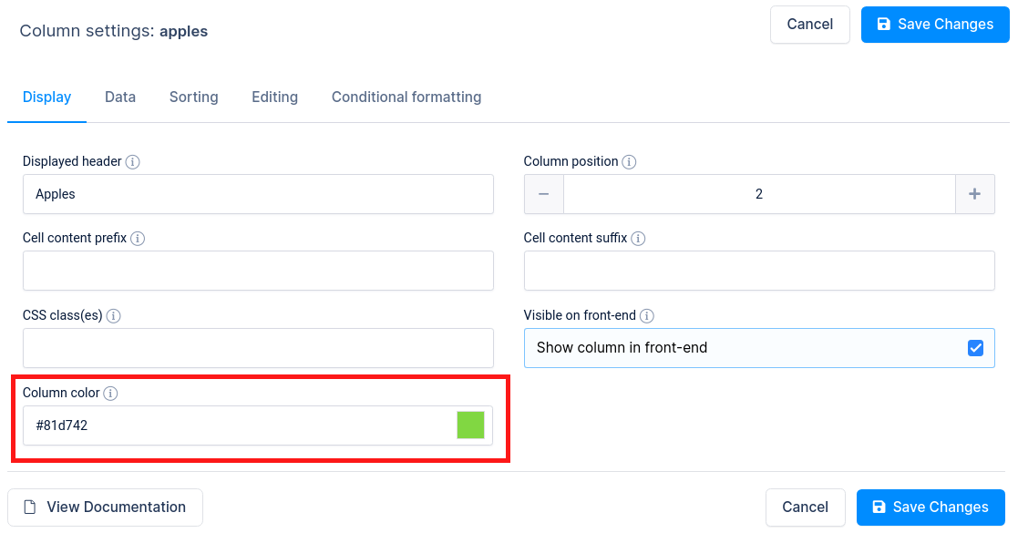 Coloring and styling columns wpDataTables Tables and Charts Plugin