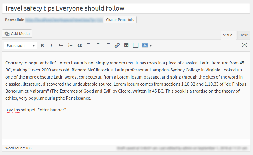 Insert Html Snippet Demo of Worpdress plugins from Xyzscripts
