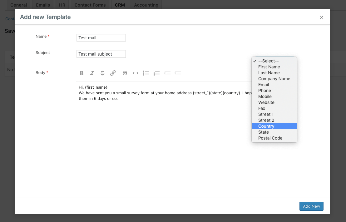 Sending an Email from template