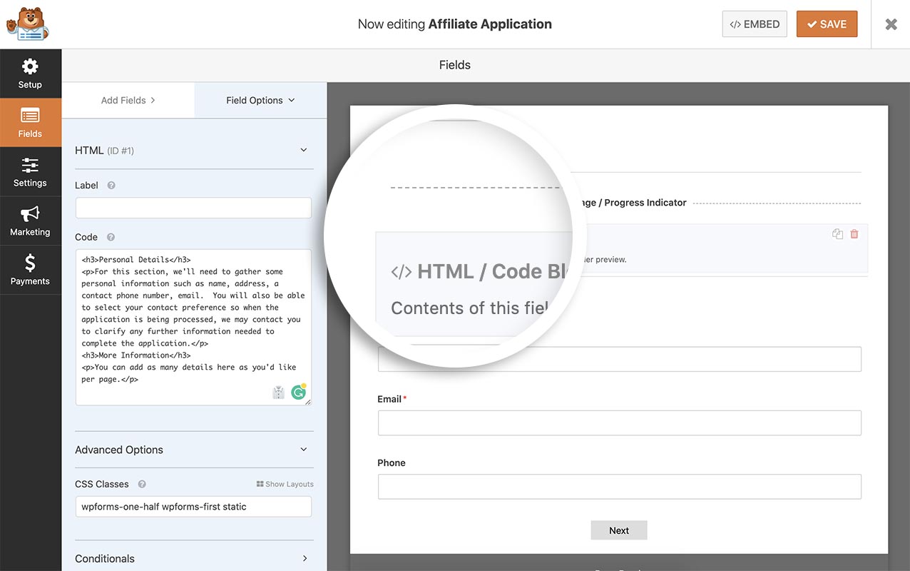 How to Create a Form with Static Instructions Per Page