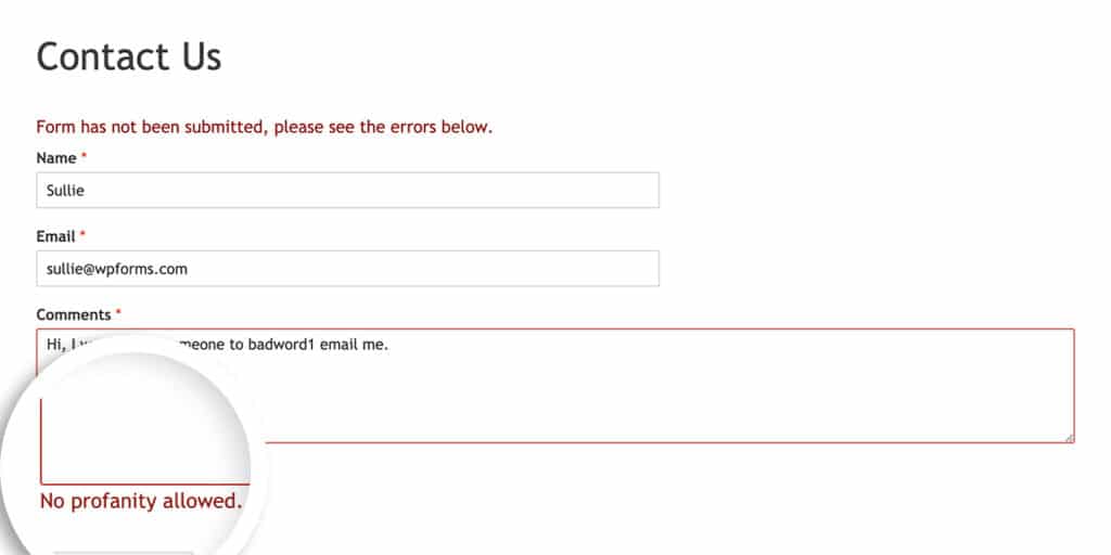 How to Block Form Submissions Containing Profanity