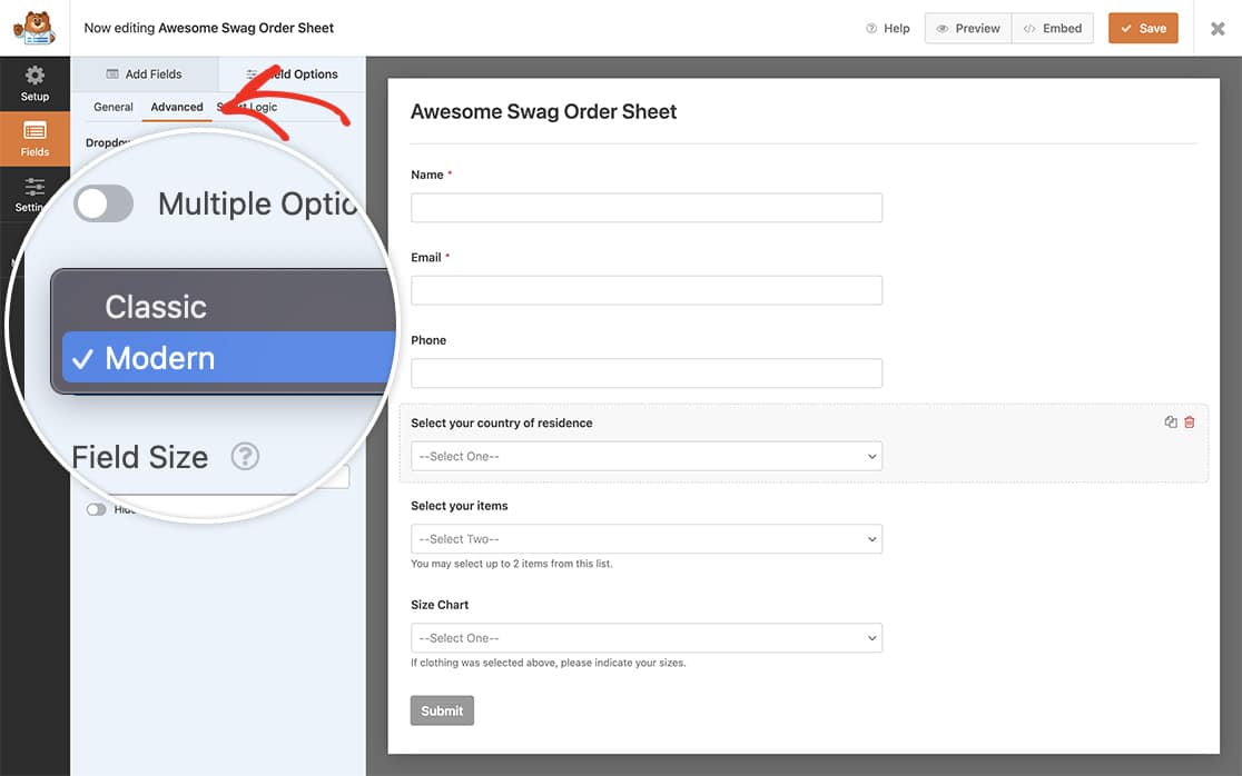 How To Customize the Modern Dropdown Field in WPForms