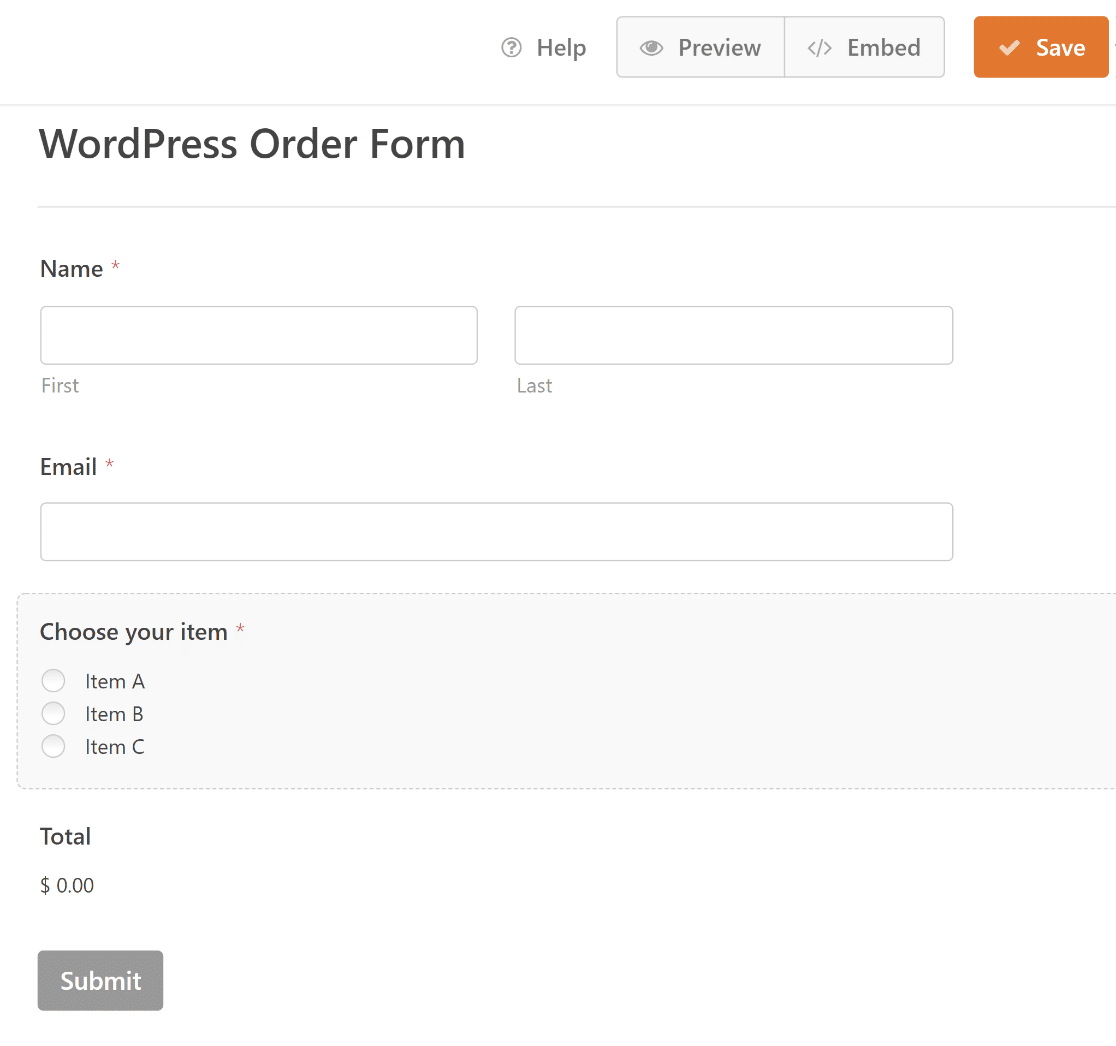 Clothing Order Form Template