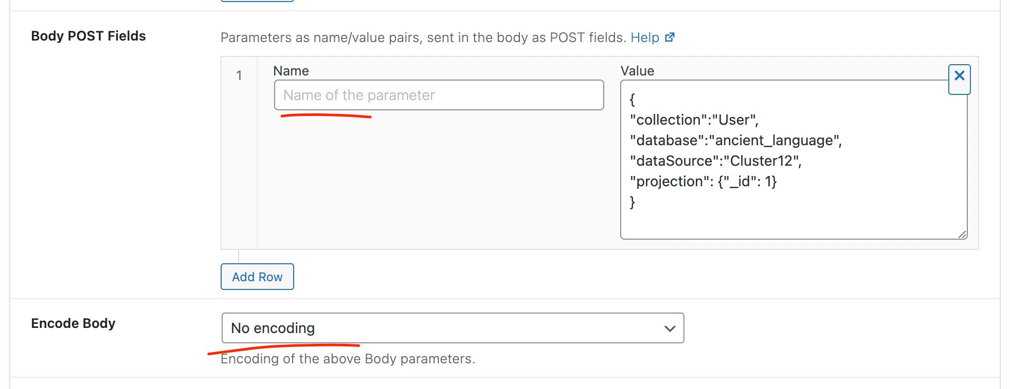 Parameters Body POST WPGetAPI