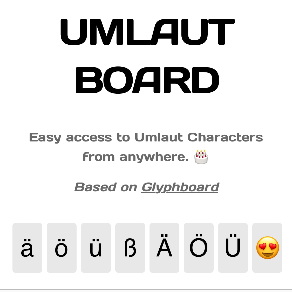 UMLAUTBOARD Easy access to Umlaut Characters from anywhere WP Hosting