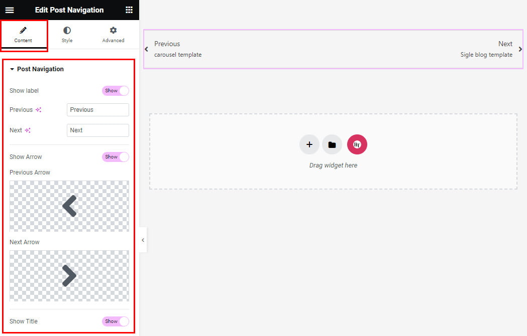 Elementor Post Navigation Widget HT Mega Addons for Elementor