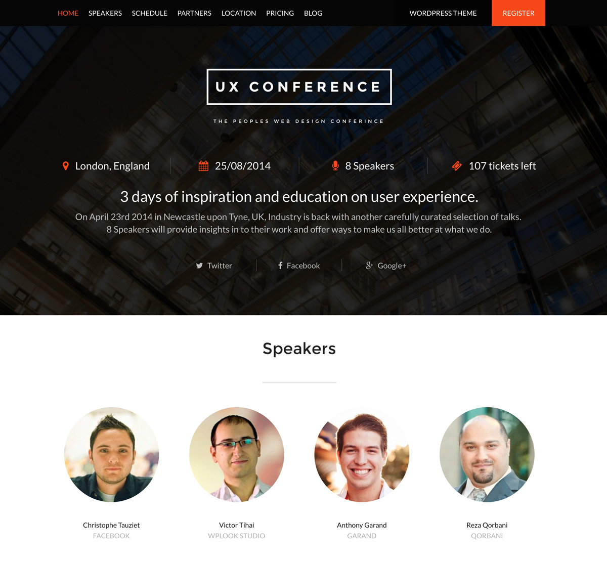 Conference HTML Template WPlook Themes