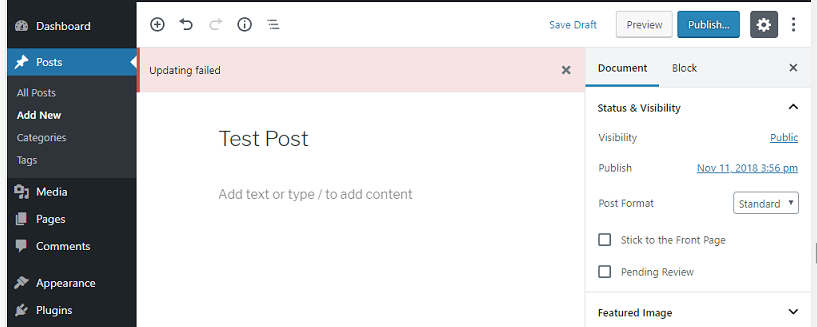 this thread is closed. i get this error when i try to update a post. Wordpress Editor Updating Failed Solved Mantis Wordpress Support