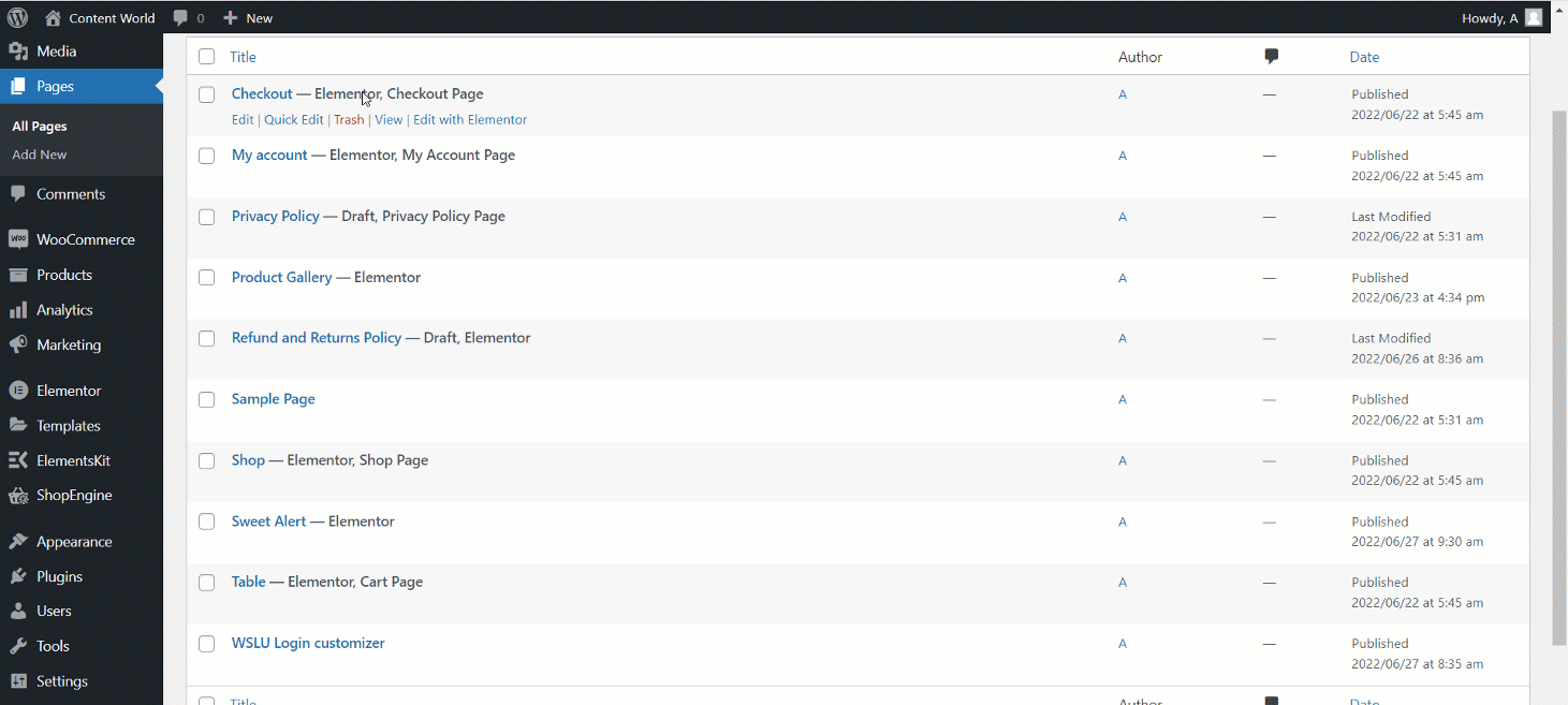 Filterable Wordpress Tables using Elementor Elementskit