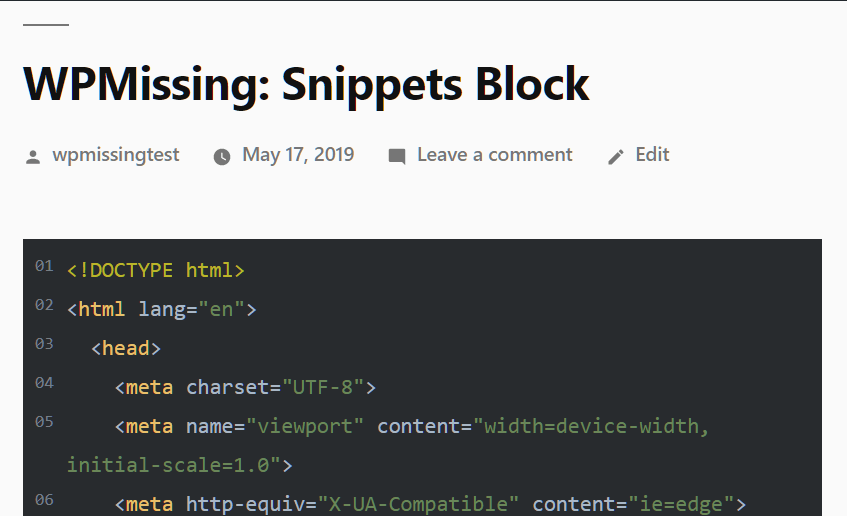 Highlight Your Source Code With Snippets Block | WP Missing