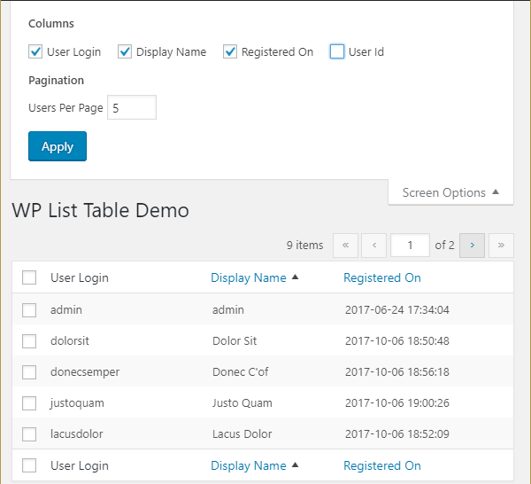 Adding WordPress Admin Tables to Plugins with WP_List_Table