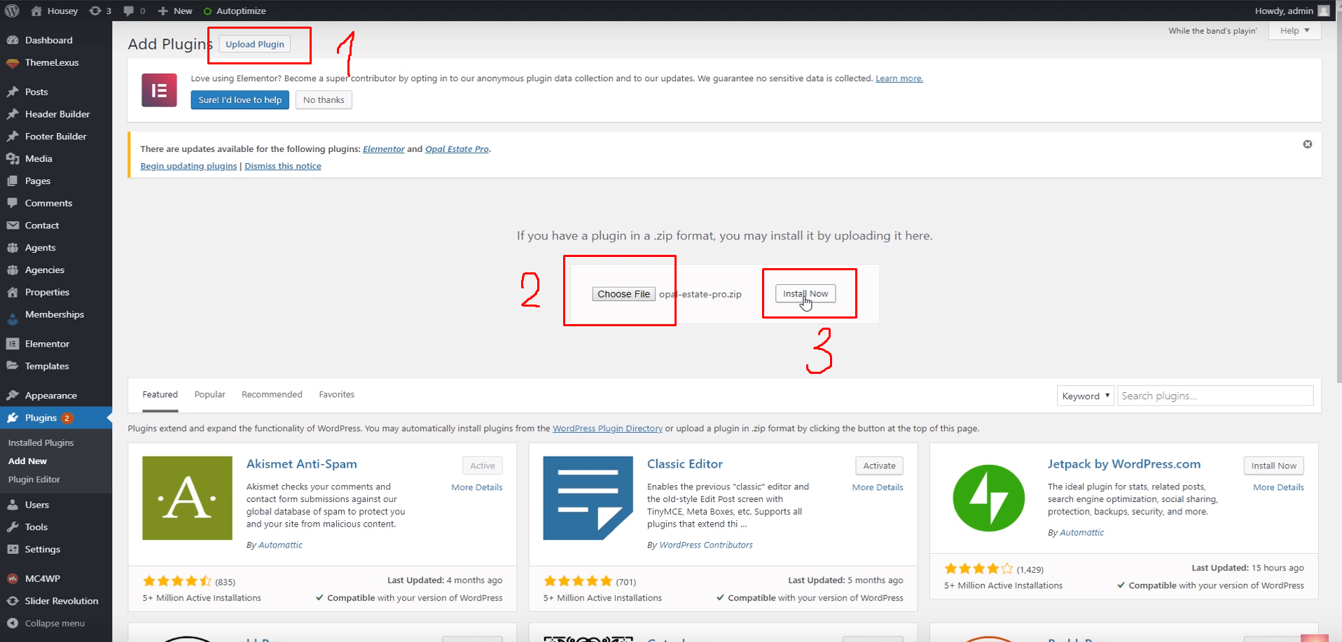 How to install Opal Estate Pro plugin Tutorials
