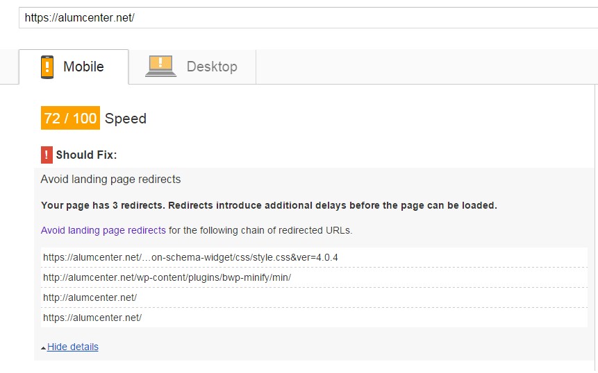 SOLVED Google Web Master Tool Speed Issue Avoid landing page redirects