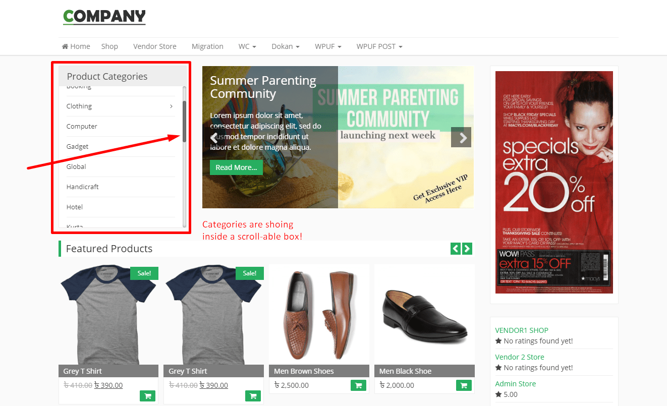 How to make Dokan Theme Category Menu Scrollable - WPRegular