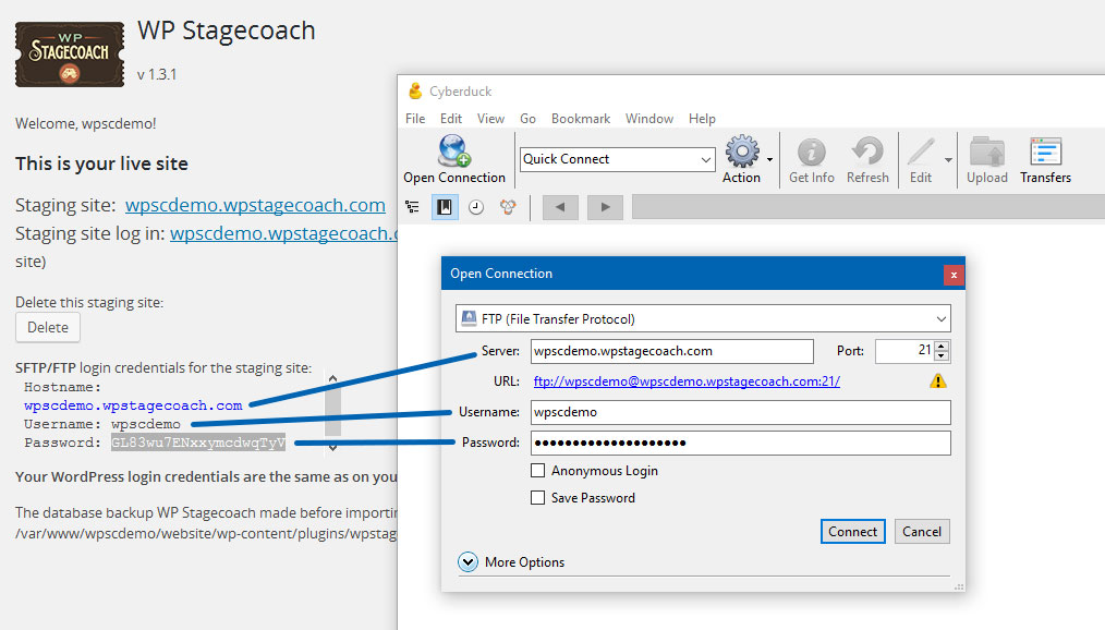 How do I FTP to my staging site? WP Stagecoach