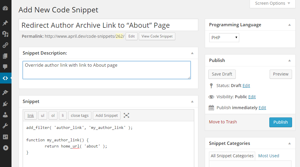 Manage Code Snippets in WordPress with the Code Snippets Custom Post