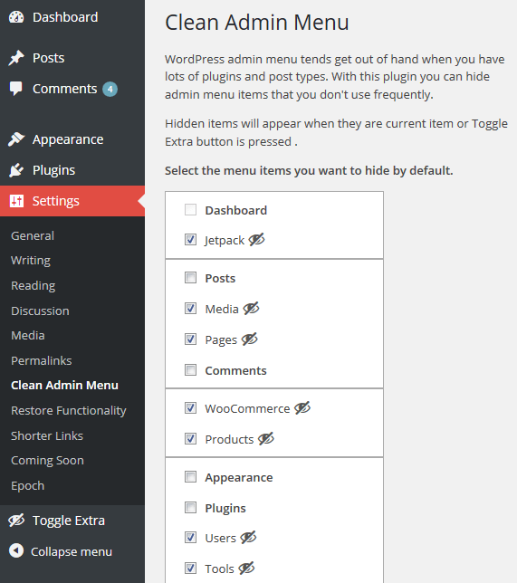 Easily Hide Menus in WordPress With The Clean WP Admin Menu Plugin WP Tavern
