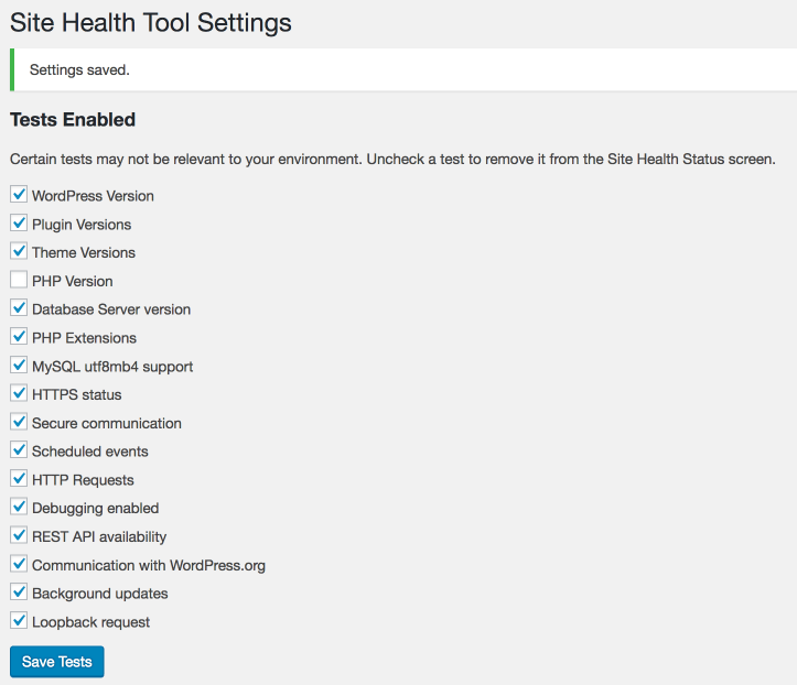 Site Health Tool Manager proporciona una forma conveniente