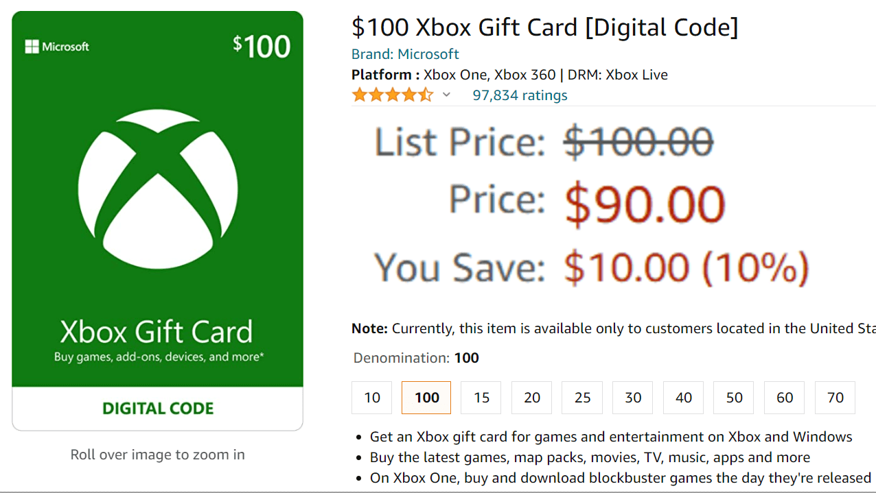 【セール】米Amazon、Xboxギフトカードを10％引きで販売中！ WPTeq