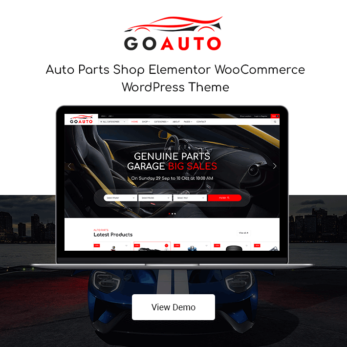 GoAuto Auto Parts Store Elementor WordPress Theme